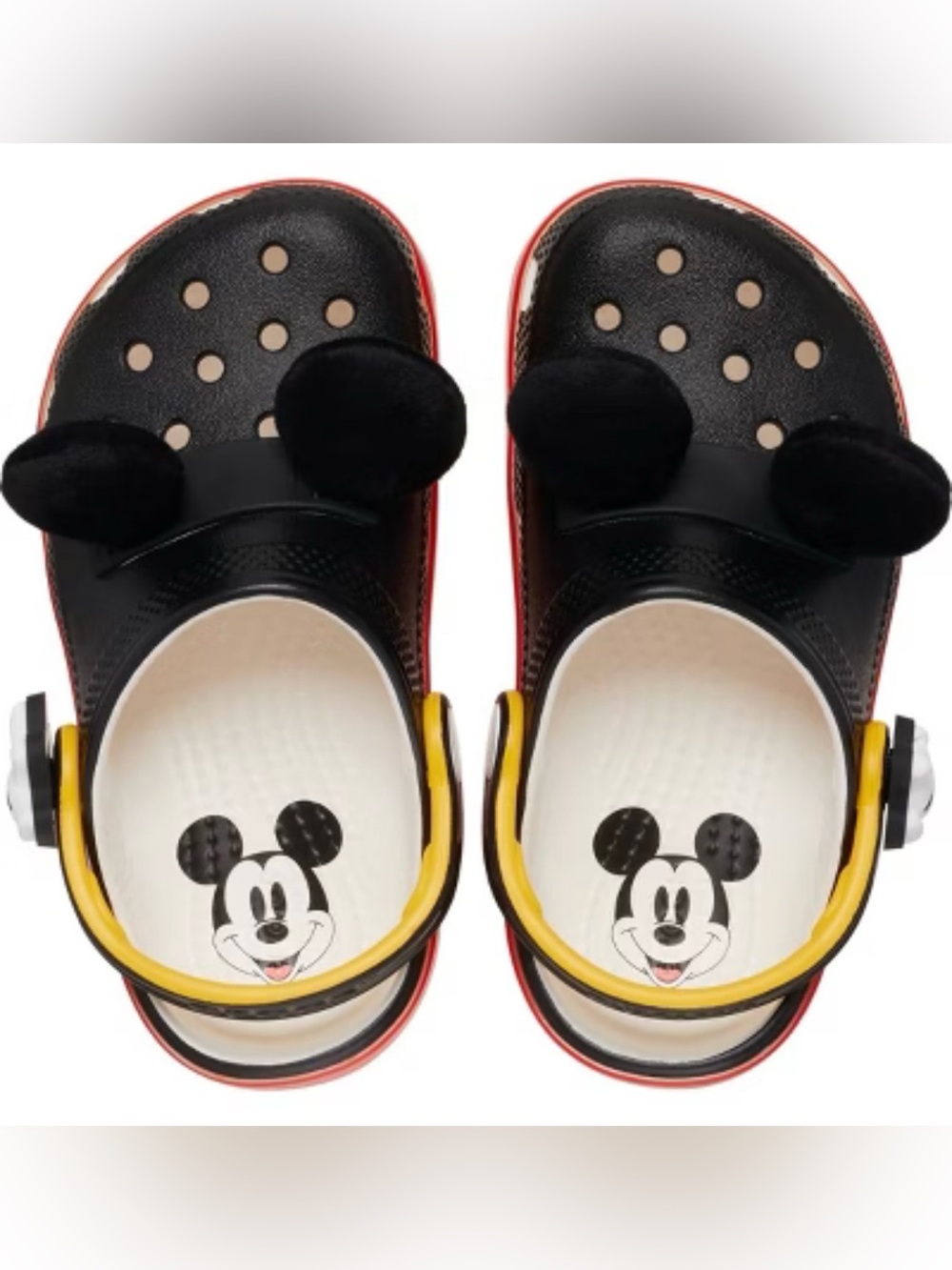 CROCS Kids Black with Yellow & Red Mickey Ear Clogs Unisex Size 7